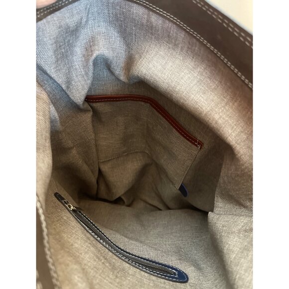 Liodu Blue Leather Backpack With Buckle Strap & Zipper Pockets - Picture 8 of 11